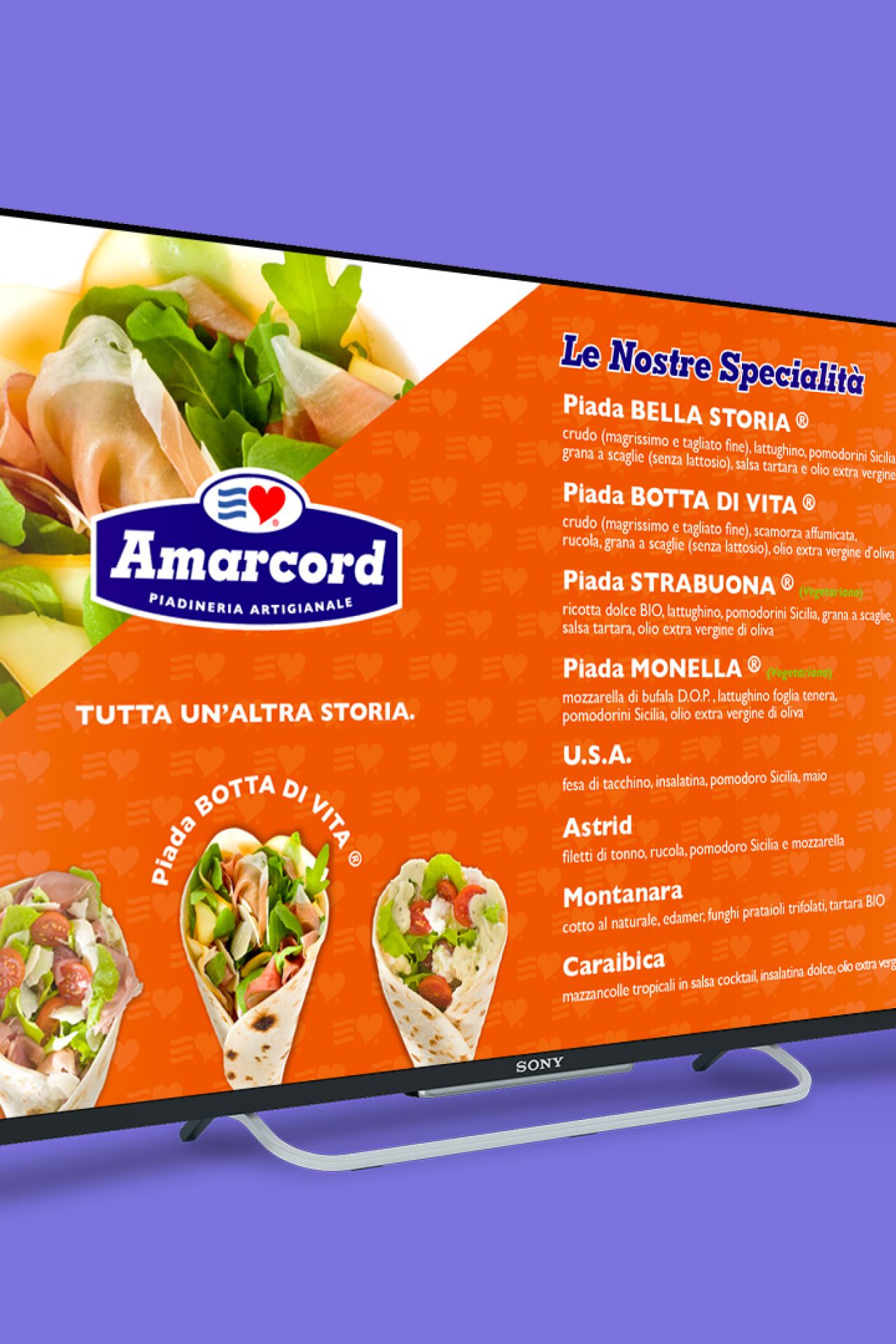 Immagine del menù della piadineria Amarcord